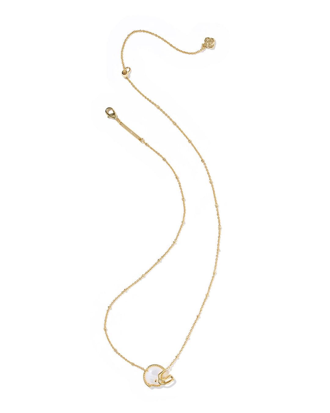 Football Helmet Short Pendant Necklace Gold Ivory Mother Of Pearl