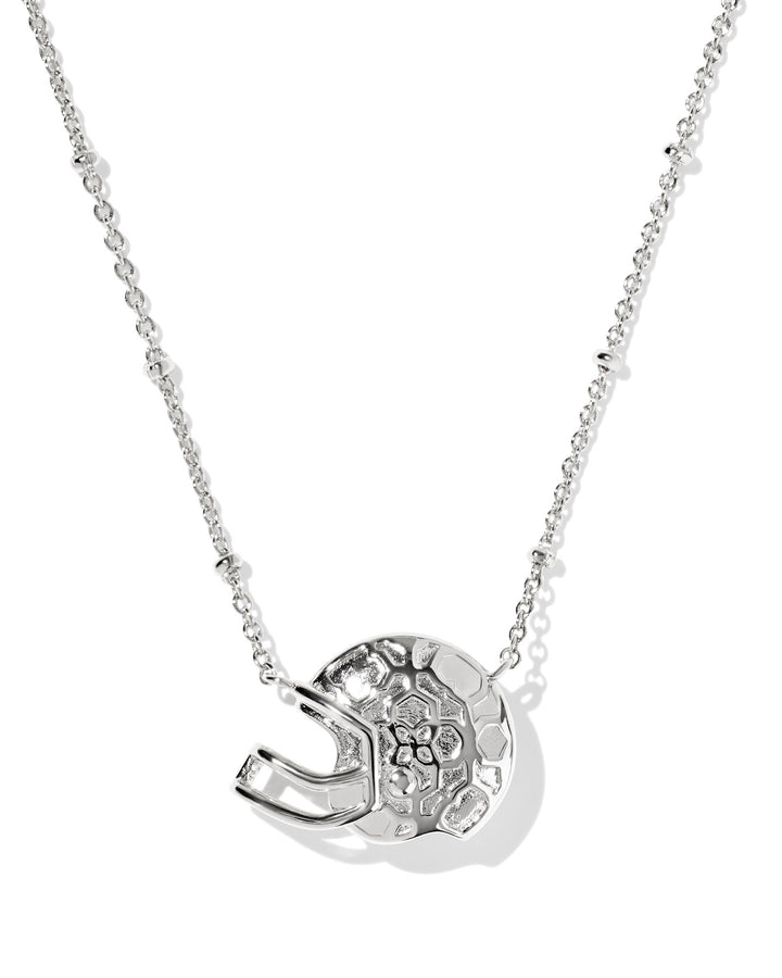 Football Helmet Short Pendant Necklace Silver Ivory Mother Of Pearl