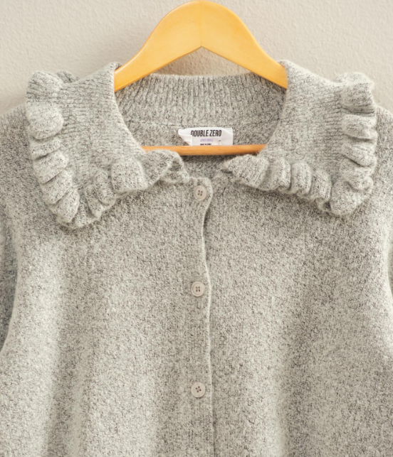 Frida Ruffle Collar Button Down Cardigan - H. Grey