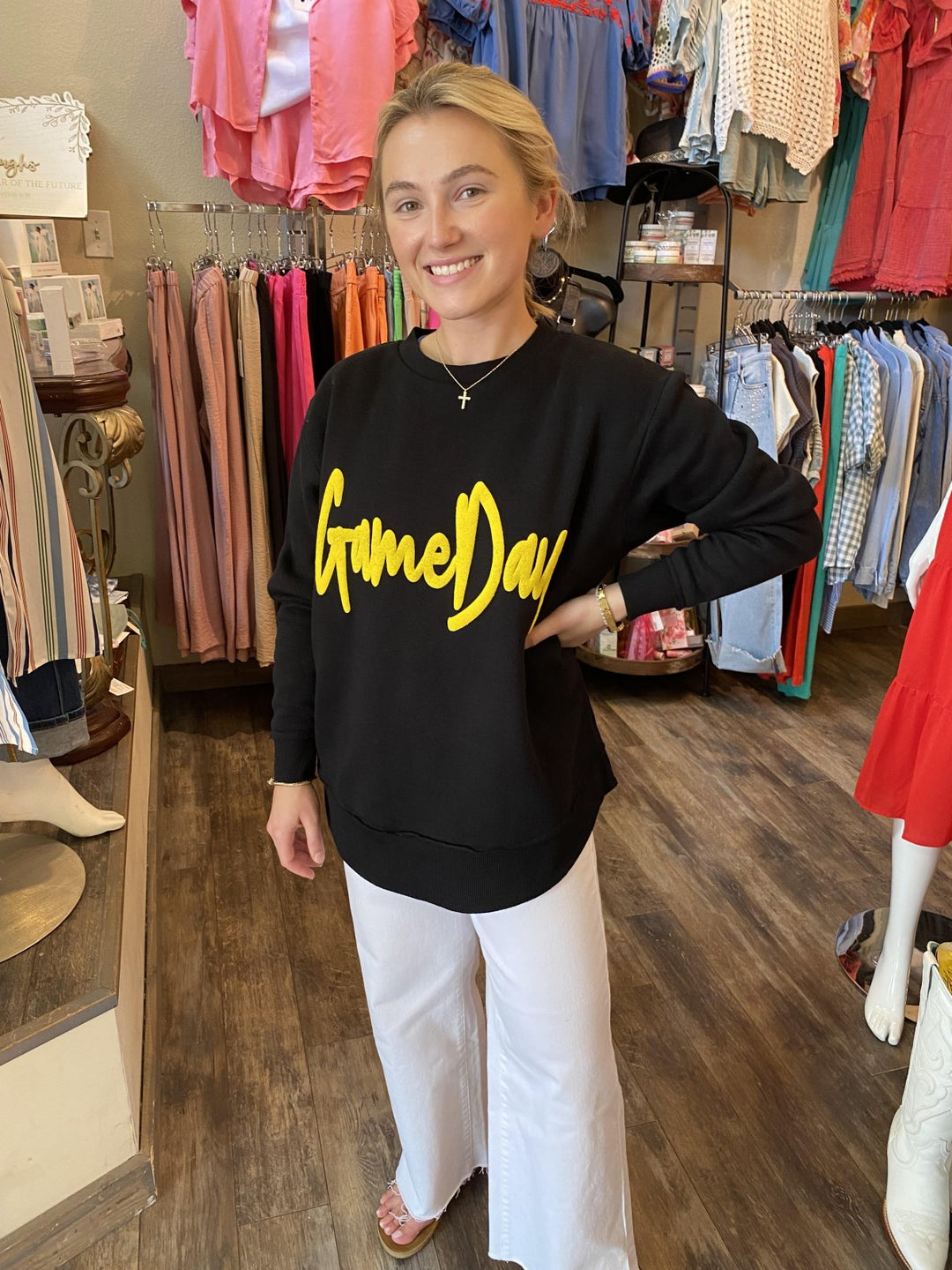 Puff Game Day Sweatshirt- Mustard