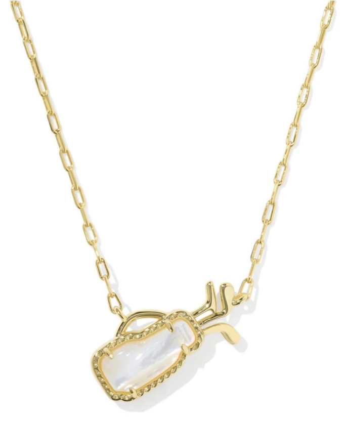 Golf Short Pendant Necklace In Gold Ivory Mother Of Pearl
