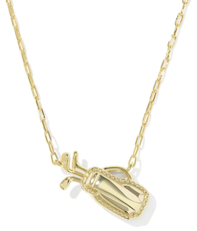 Golf Short Pendant Necklace In Gold Ivory Mother Of Pearl