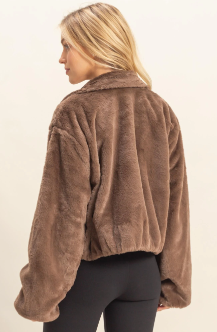 Gus Faux Fur Zip Jacket - Brown - Sm