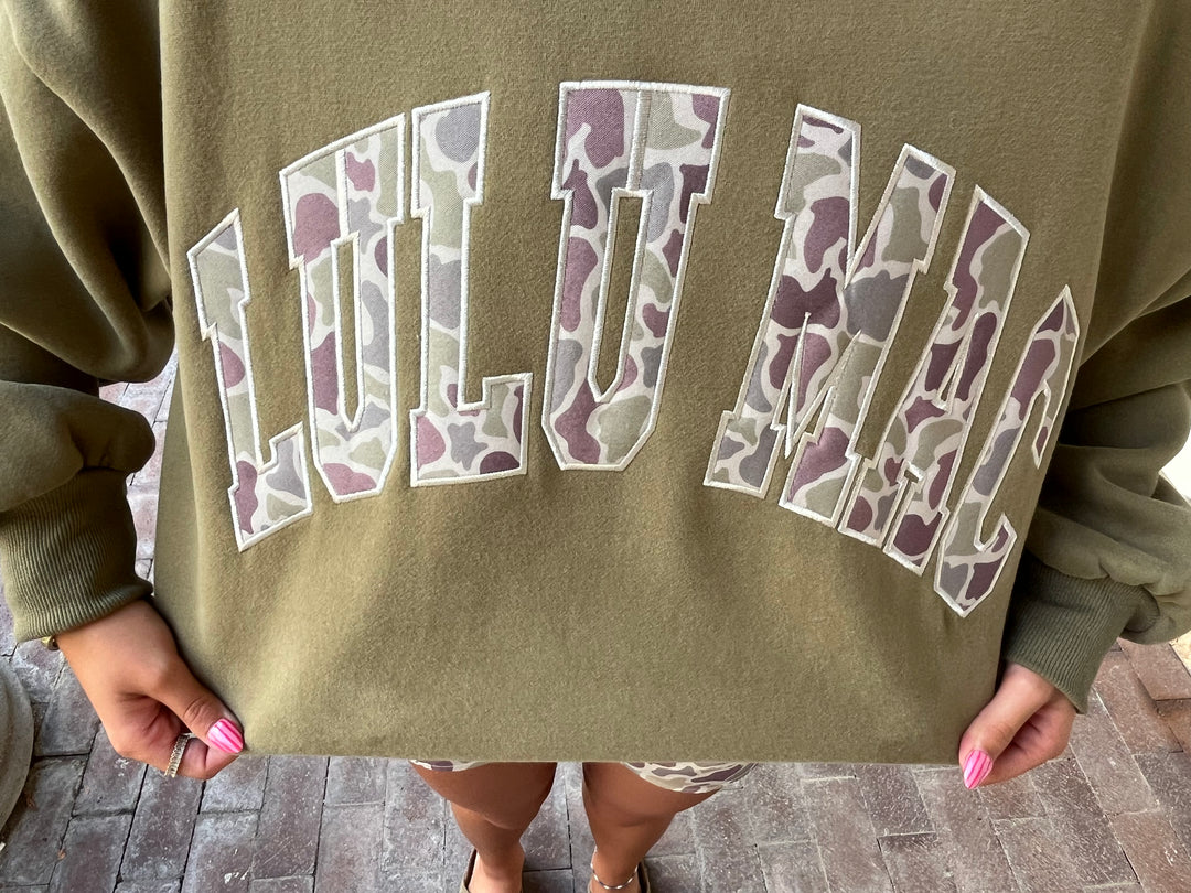 Camo Lulu Mac Emb. Sweatshirt- Green