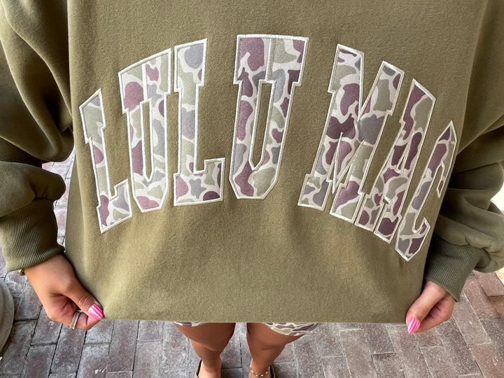 Camo Lulu Mac Emb. Sweatshirt- Green