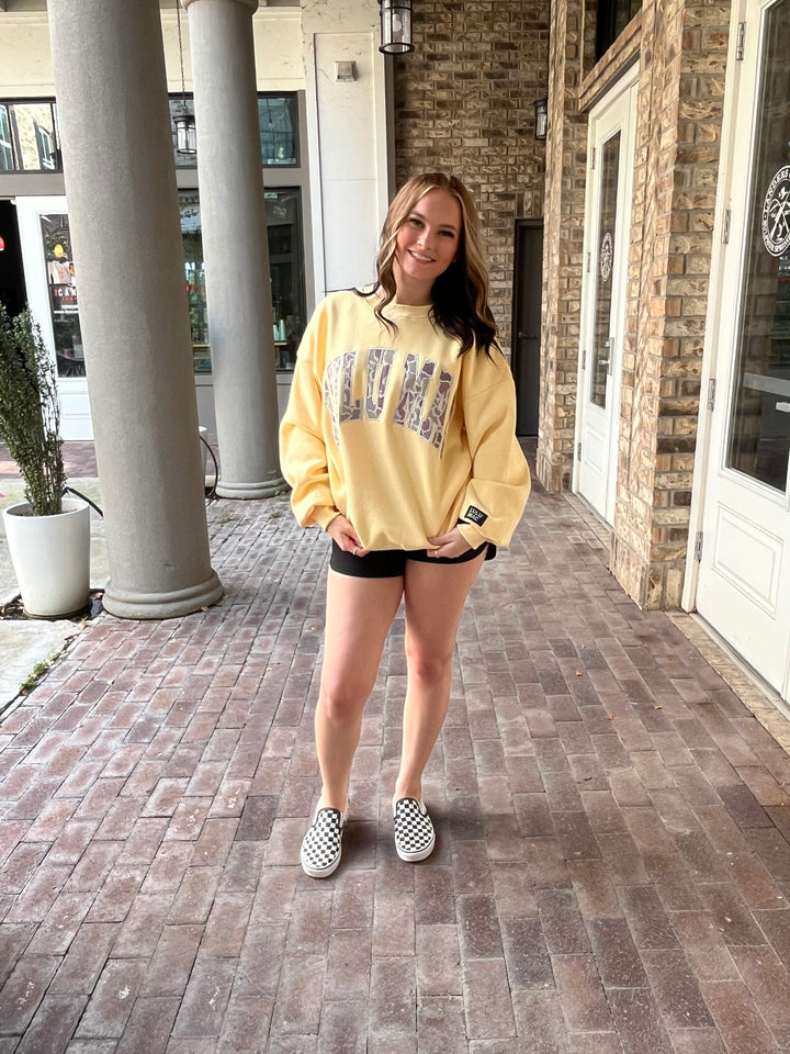 Camo Lulu Mac Emb. Sweatshirt- Yellow