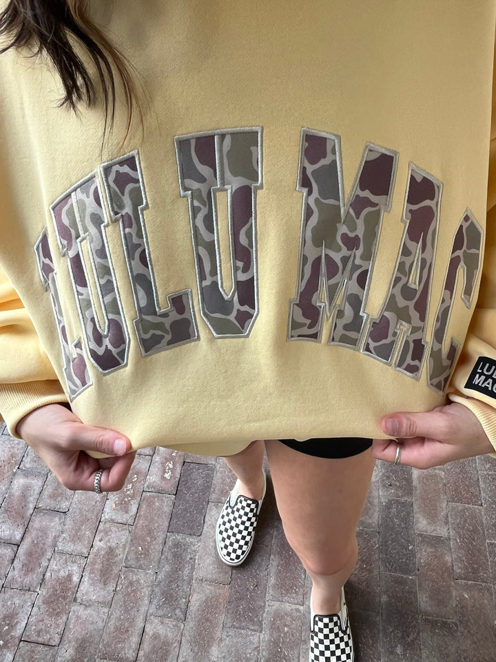 Camo Lulu Mac Emb. Sweatshirt- Yellow
