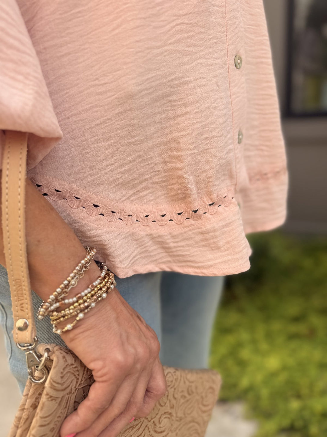 Joli Balloon Sleeve Top- Baby Pink
