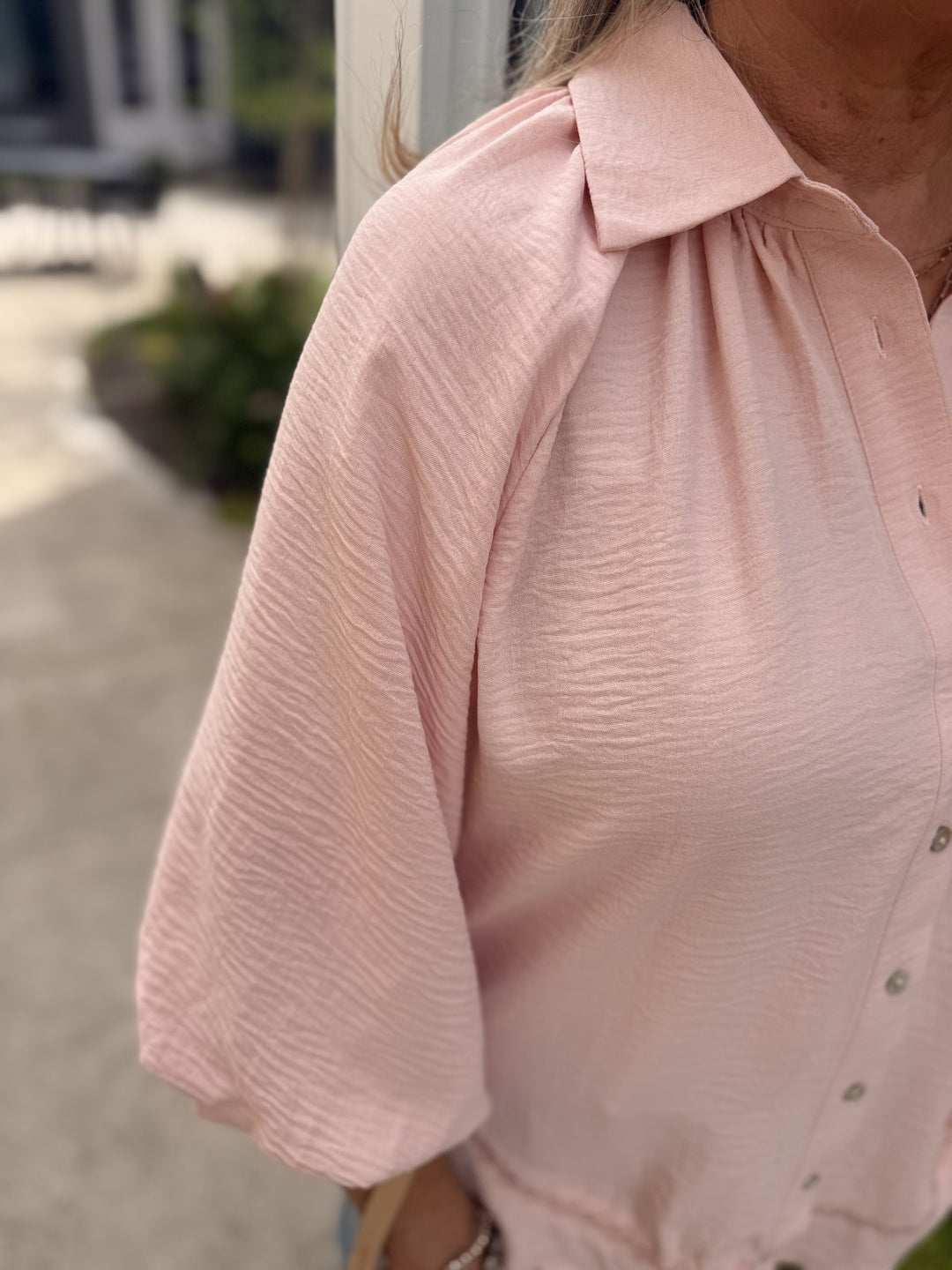 Joli Balloon Sleeve Top- Baby Pink
