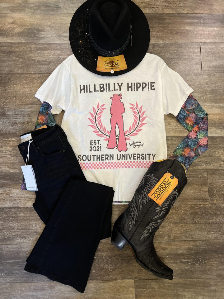 Hillbillie Hippie Crop Tee - Sm