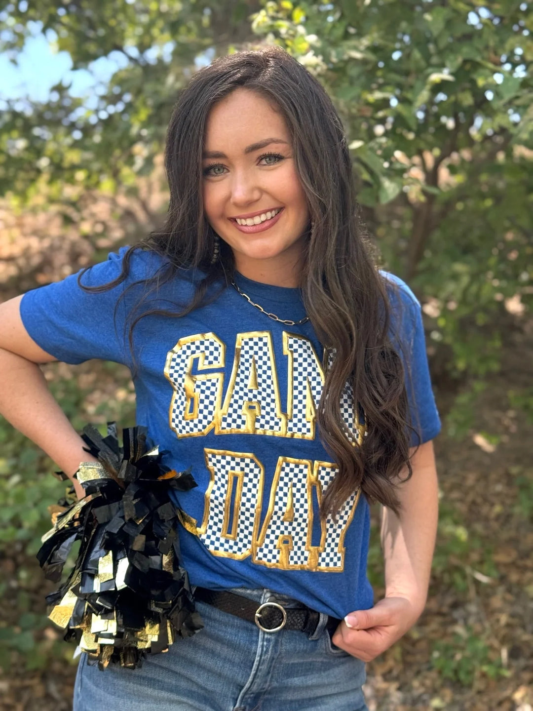 Checkered Game Day Tee - Royal Blue