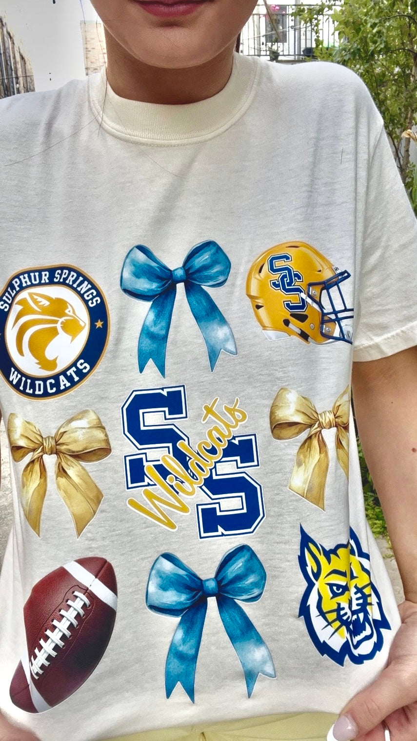 Blue/Yellow SS Wildcat - Ivory CC Tee