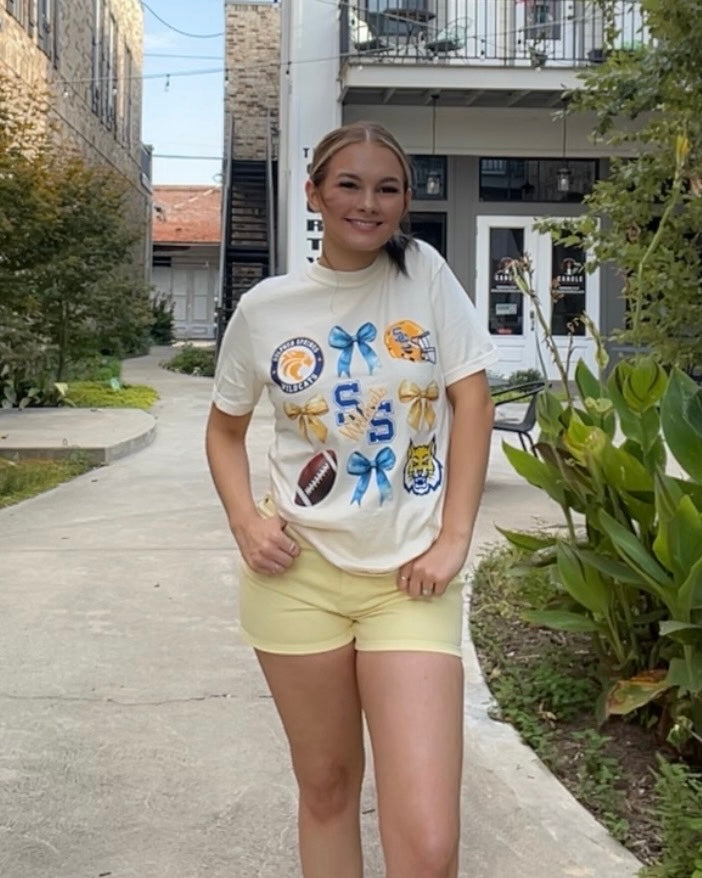 Blue/Yellow SS Wildcat - Ivory CC Tee