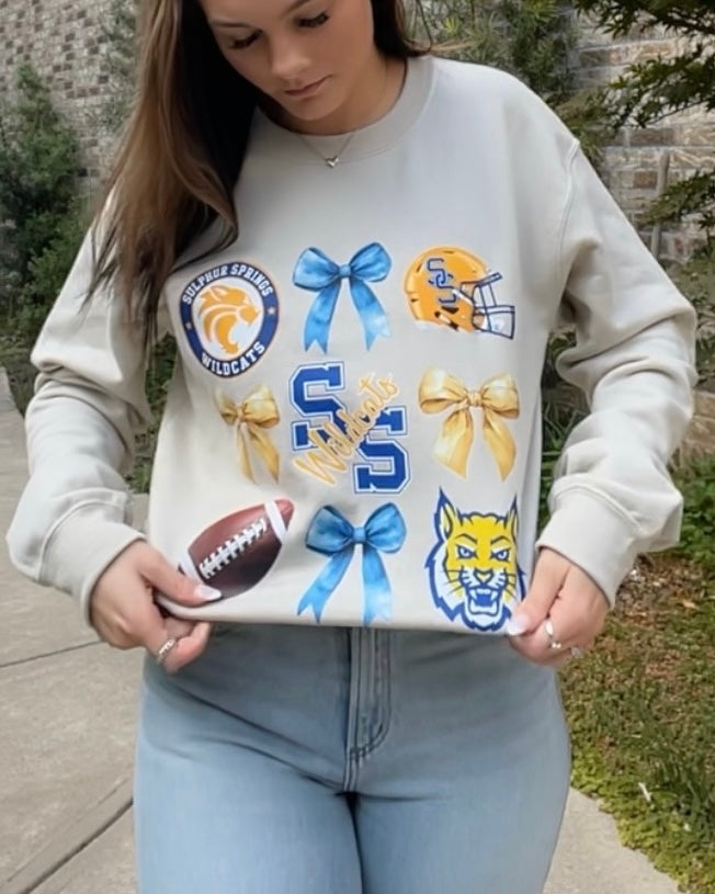 Blue/Yellow SS Wildcat- Sweatshirt- Sand