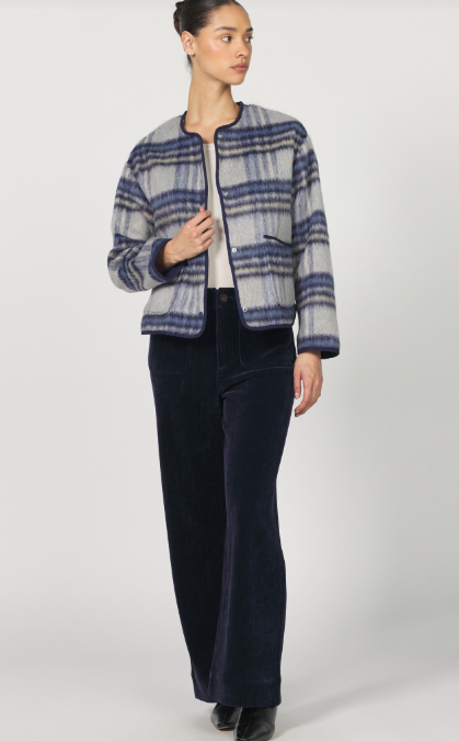 Jordyn Wool Plaid Jacket - Blue Grey