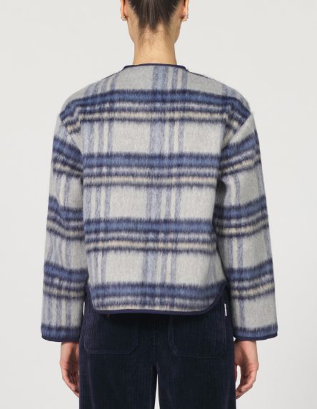 Jordyn Wool Plaid Jacket - Blue Grey - Xs