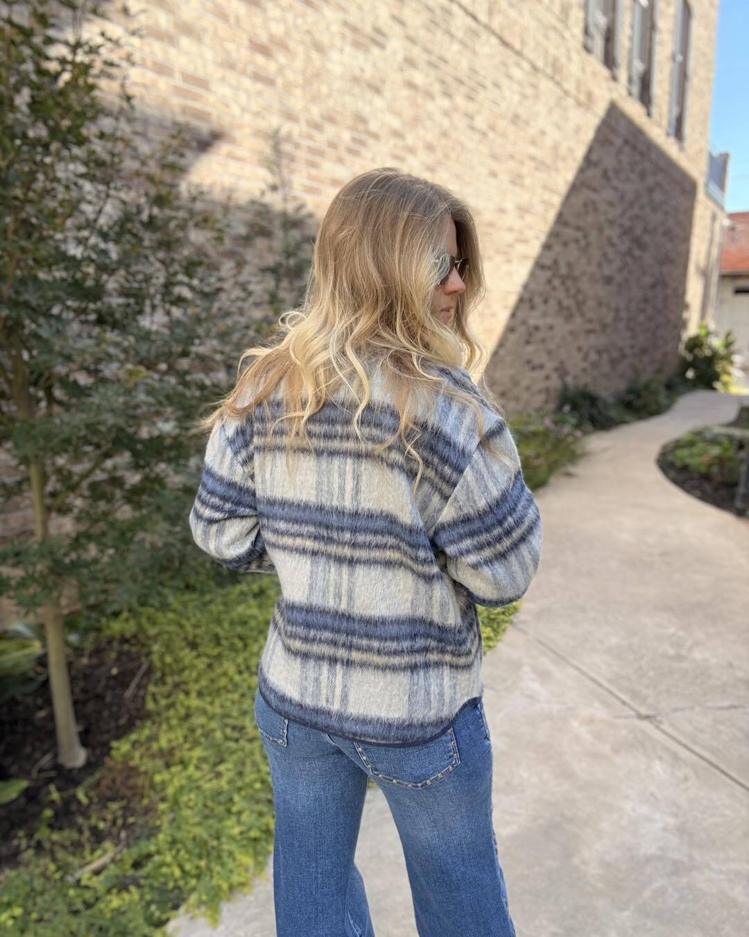 Jordyn Wool Plaid Jacket - Blue Grey