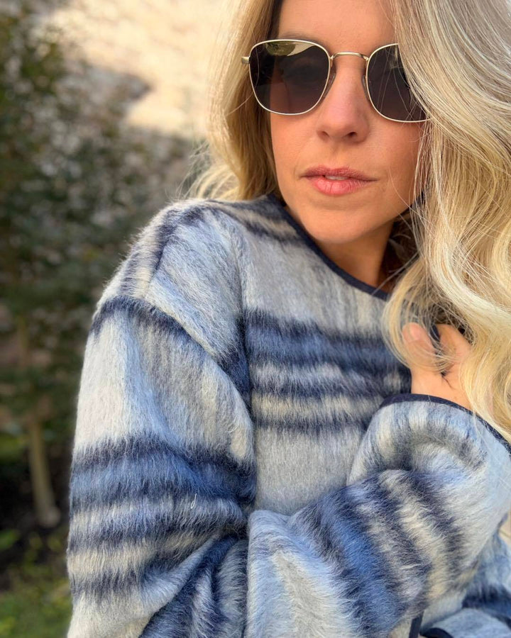 Jordyn Wool Plaid Jacket - Blue Grey