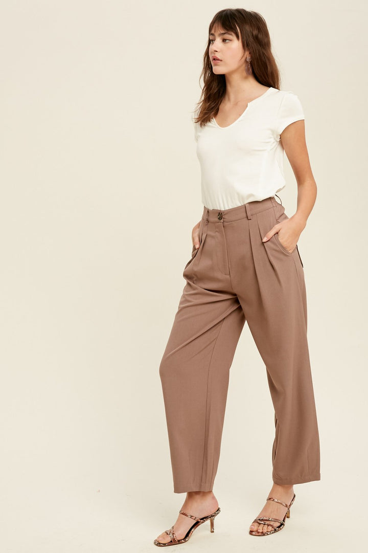 Classy Woven Wide Pants - Mocha