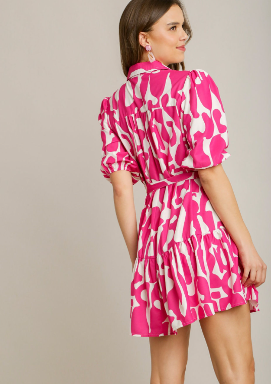 Mary Collared Dress - Magenta Mix