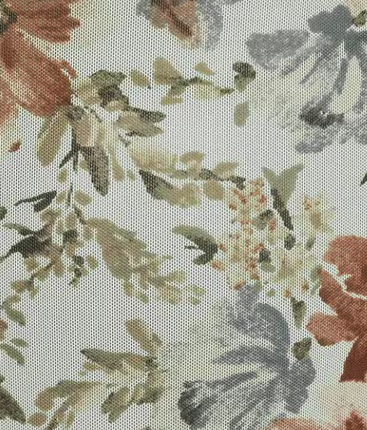Meadows Floral Mock Neck Mesh Top - Cream Multi