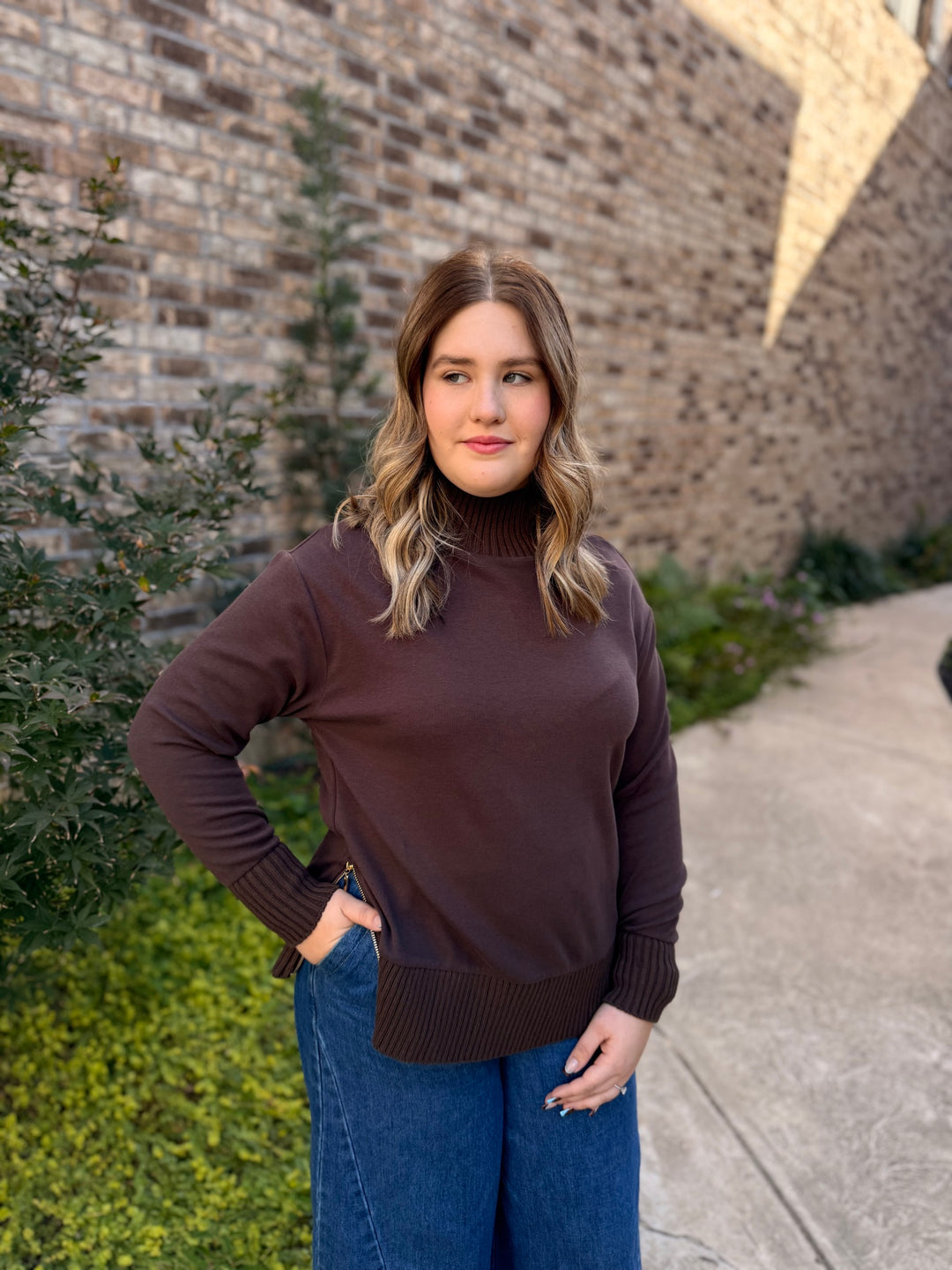 Sable Rib Sweatshirt- Chocolate Cherry - S