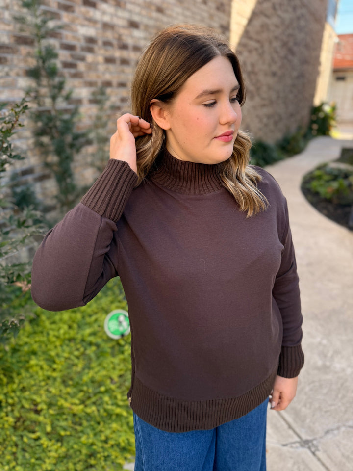 Sable Rib Sweatshirt- Chocolate Cherry - Xs