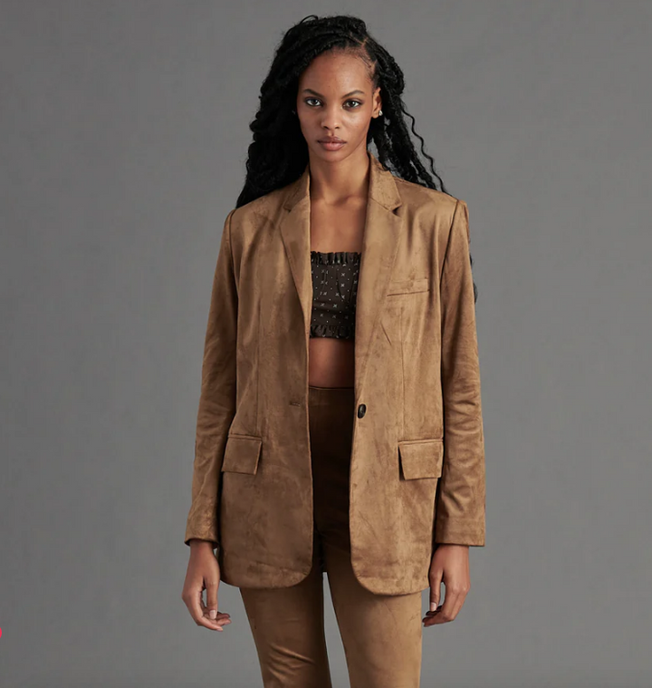 Imaan Suede Blazer - Macadamia - Lg