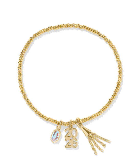 2026 Graduation Stretch Bracelet Gold Dichroic Glass