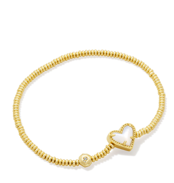 Ari Heart Stretch Bracelet- Gold Ivory MOP