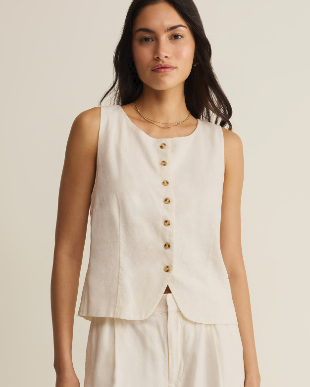 Roman Linen Vest- Cloud