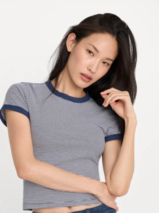 Super Stretch Baby Ringer Tee- Horizon Stripe