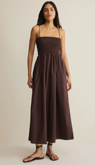 Cornelia Poplin Maxi Dress- Chocolate Cherry