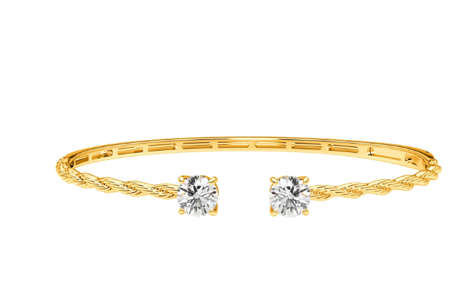 Evertwined Round Rope Bangle Bracelet- Yellow Gold