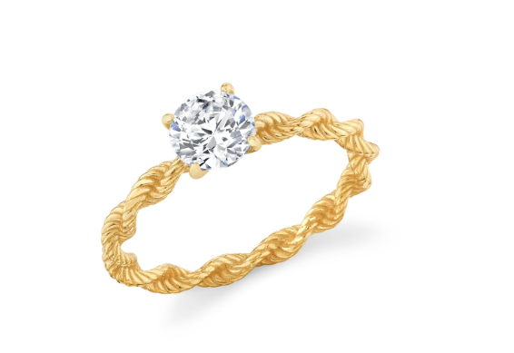 Evertwined Round Solid Rope Ring- Yellow Gold