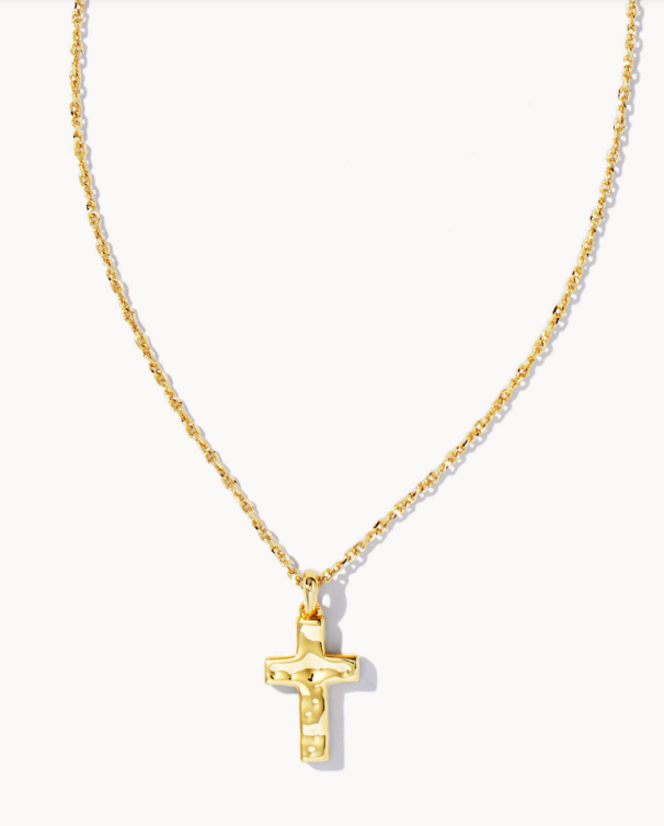 Cross Pendant Necklace- Gold Metal