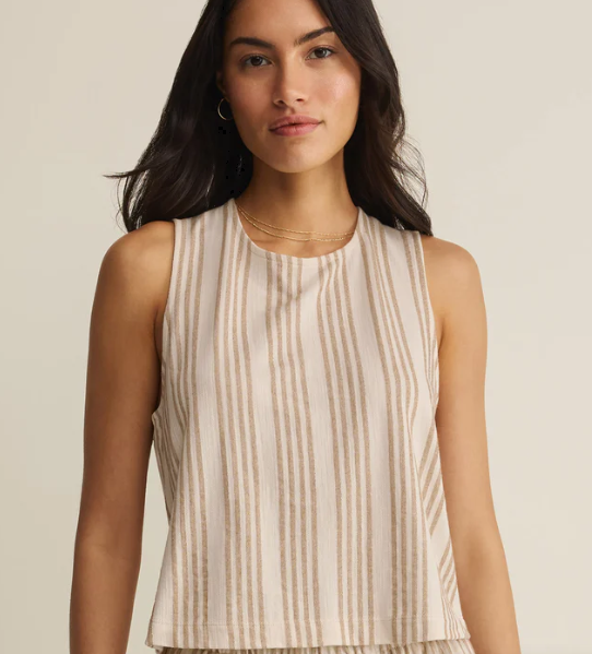 Sloane Knit Striped Tank Top- Cloud