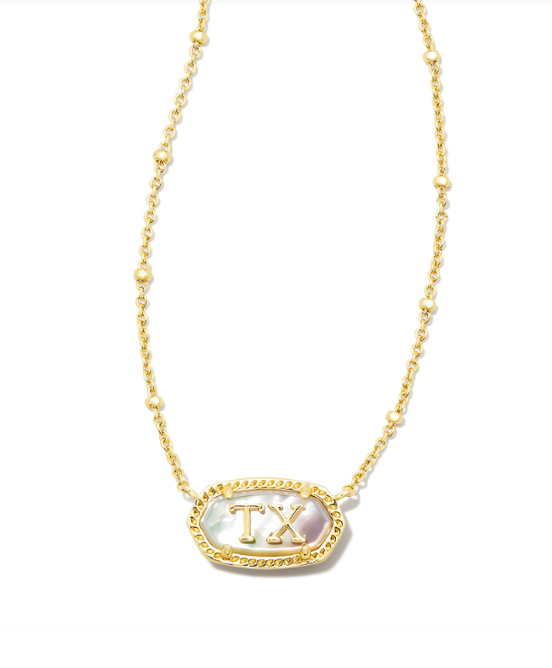 Elisa TX Pendant Necklace- Gold