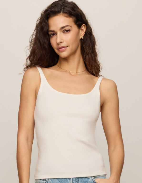 Vale Scalloped Tank- Sandstone