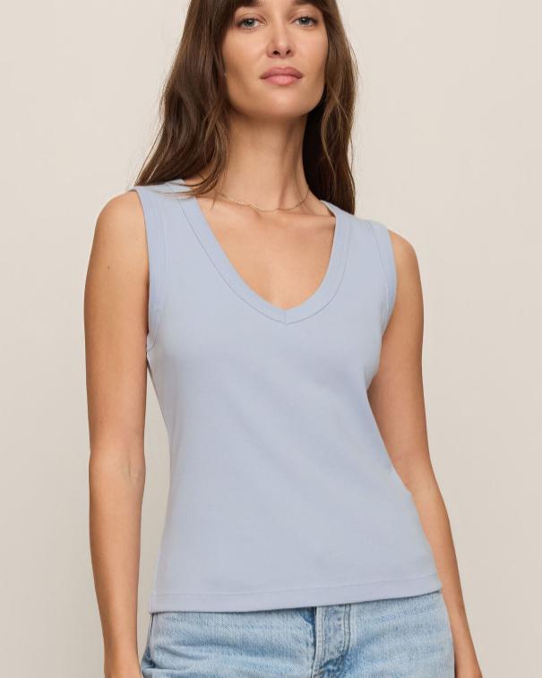 Ellie V Neck Tank- Skyline
