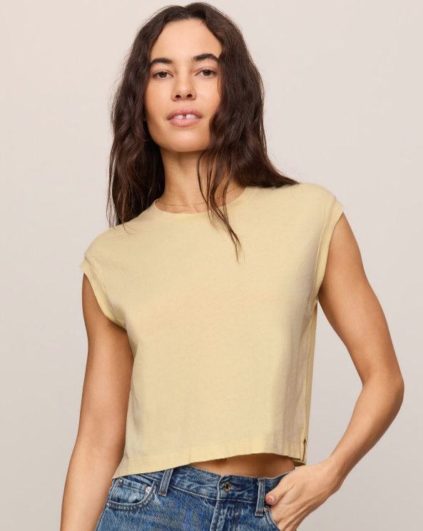 Flex Sleeveless Tee- Lemon Chiffon