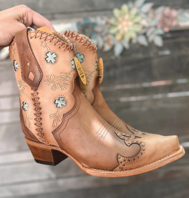LD Honey Clover Overlay & Emb Studs Handwoven Boot