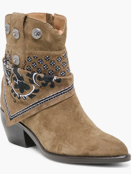 Mekala Suede Bootie- Olive
