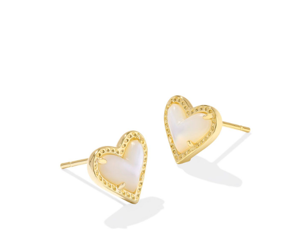 Ari Heart Stud Gold Ivory MOP