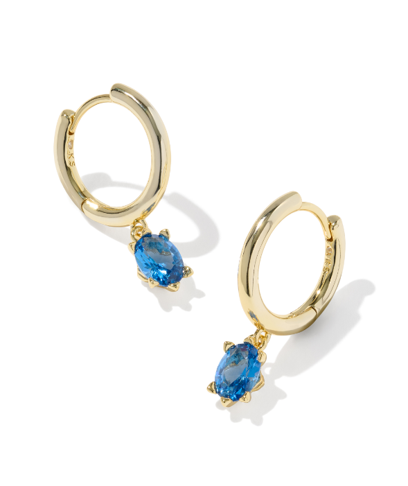 Cailin Single Stone Huggies- Gold Blue