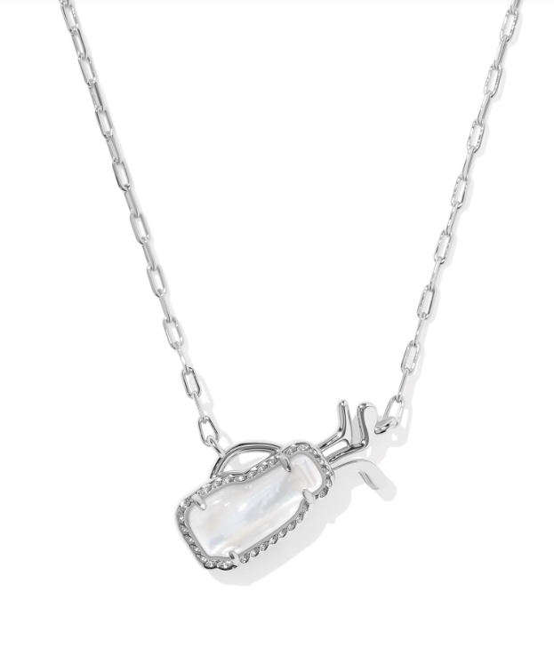 Golf Short Pendant Necklace- Rhod Ivory MOP