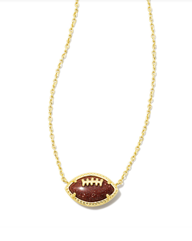 Football Pendant Necklace- Orange Goldstone