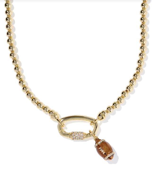 Football Metal Strand Necklace- Gold White