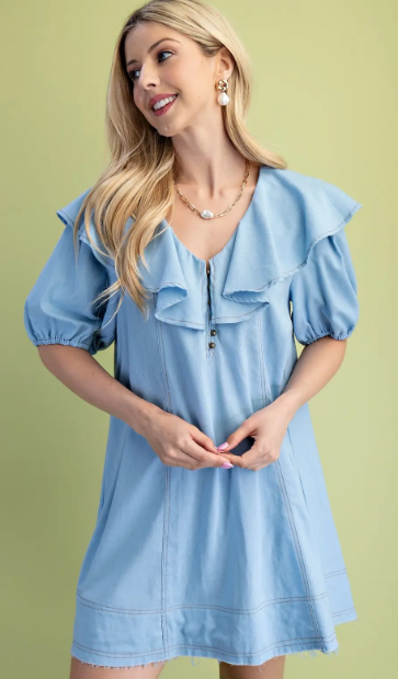 Sami A-Line Dress- LT. Denim