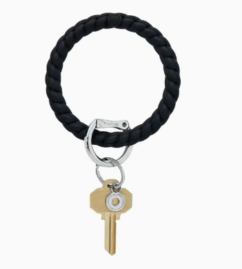 Silicone Big O Key Ring- Black Braided
